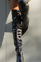 latexlook highheel overknee laarzen zwart
